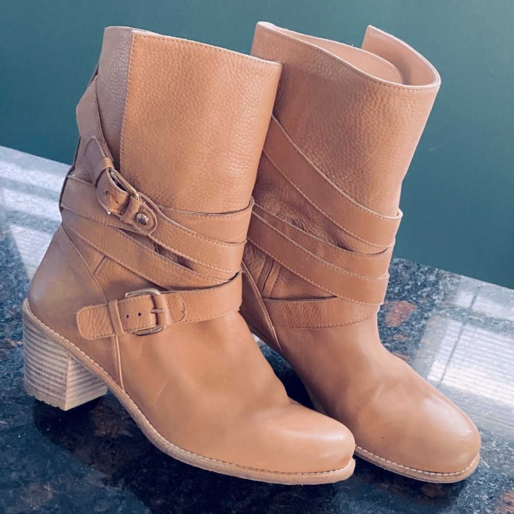 Stuart Weitzman Leather Moto Boots Size 7